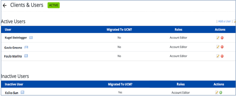 clients and users table